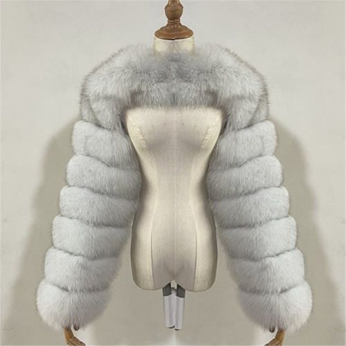 Dark Blue Winter Coat Women Faux Fur Shawl Long Sleeve Vest PQ00236A