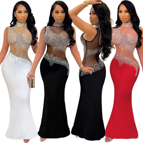 Black Sleeveless Sexy Evening Dress Sequin Cocktail Dresses Women PQ0246
