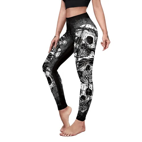 Women Cartoon Trousers Halloween Pants Skull Printed Leggings KDK1013