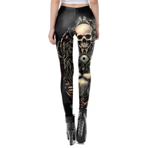 Skull Print Pants Halloween Leggings Women Cartoon Trousers KDK1966