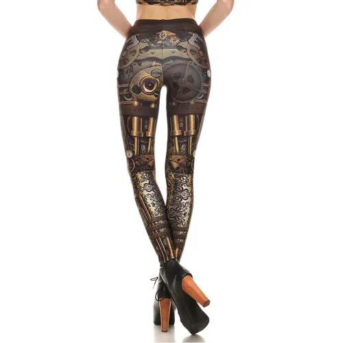 Steampunk Print Leggings Bubble Butt Pants Women Cartoon Trousers KDK1625