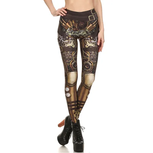 Steampunk Print Leggings Bubble Butt Pants Women Cartoon Trousers KDK1625