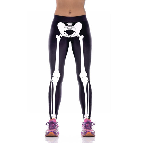Skull Printed Pants Women Cartoon Trousers Halloween Leggings WKYK1003
