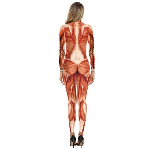 Woman Human Muscle Organ Jumpsuit Comic Printed Costume PQ142-100