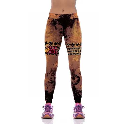 Women Cartoon Trousers Halloween Leggings Skull Printed Pants WKYK1002