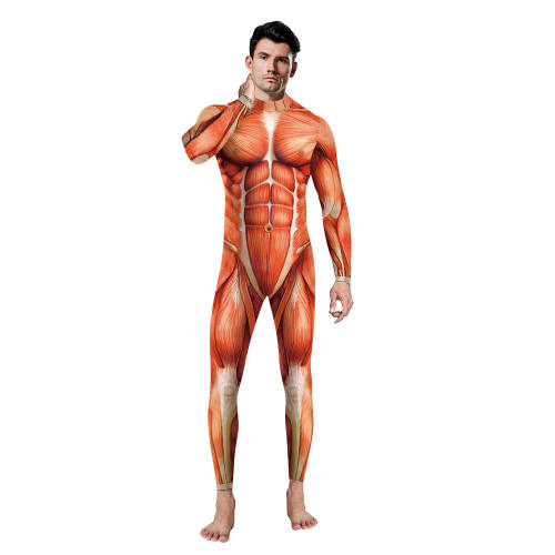 Men Human Muscle Organ Jumpsuit Comic Printed Costume PQB142-062