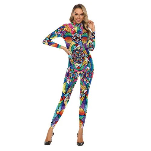 3D Printed Leopard Jumpsuit Comic Superhero Halloween Costume PQ B142-109