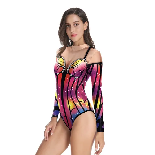 3D Printed Monokini Swimwear Knit Bikini Beachwear Women PQB120-111