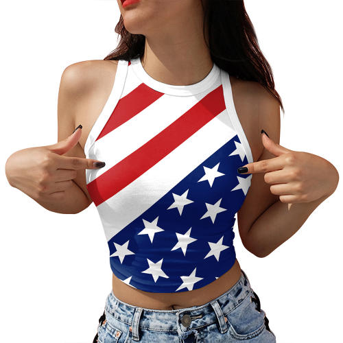 3D Printed USA Flag Tops American Blouses Independence Day Vest GA123-1012