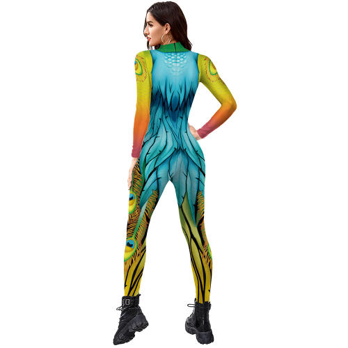 Peacock Printed Jumpsuit Halloween Streetwear Cartoon Costume PQB142-333