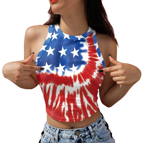 American Blouses Independence Day Vest 3D Printed USA Flag Tops GA123-1013