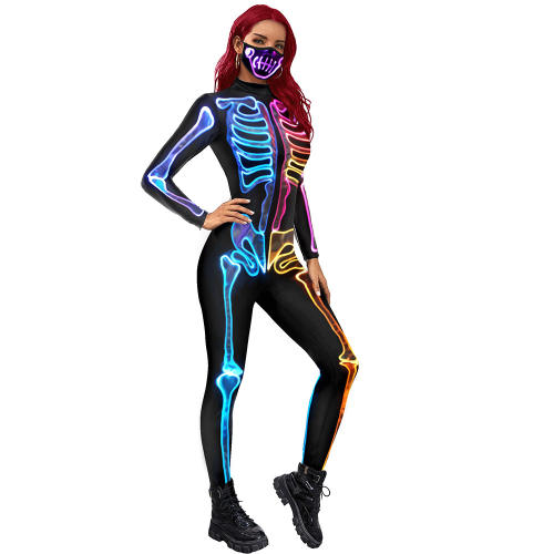 3D Printed Skeleton Costume Halloween Carnival Jumpsuit PQB142-272