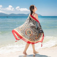 Wholesale Seaside Sunscreen Cotton Scarf Ethnic Silk Beach Towel PQ8803-16