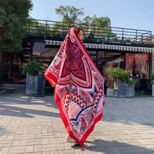 Wholesale Seaside Sunscreen Cotton Scarf Ethnic Silk Beach Towel PQ8803-10