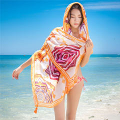 Seaside Sunscreen Silk Scarf Cotton Ethnic Beach Towel PQ8803-02