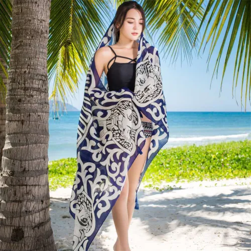 Wholesale Ethnic Silk Beach Towel Seaside Sunscreen Cotton Scarf PQ8803-20