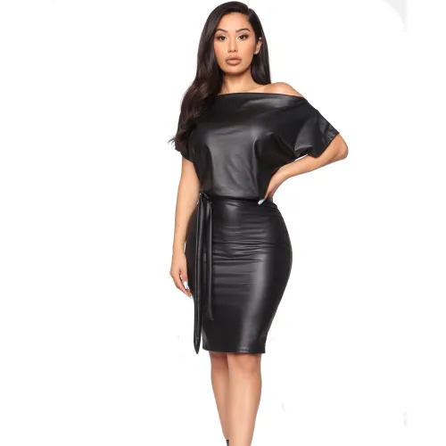 Wholesale Price PU Sexy Dresses Faux Leather Dress Fetish Wear PQY809