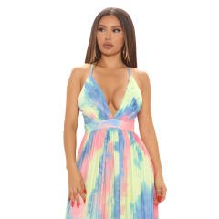Fashion V-neck Maxi Dresses Printed Plus Size Casual Dress PQ8830