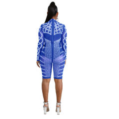 Women Sequin Jumpsuit Rhinestone Long Sleeve Bodysuit PQ3305