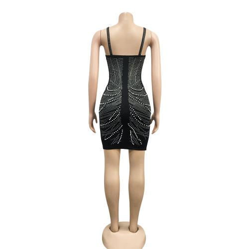 Black Sequin Dresses For Women Rhinestone Bodycon Dress PQ5074A