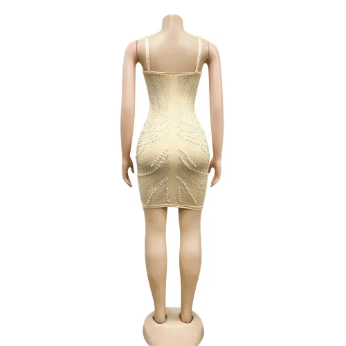Apricot Sequin Dresses For Women Rhinestone Bodycon Dress PQ5074B