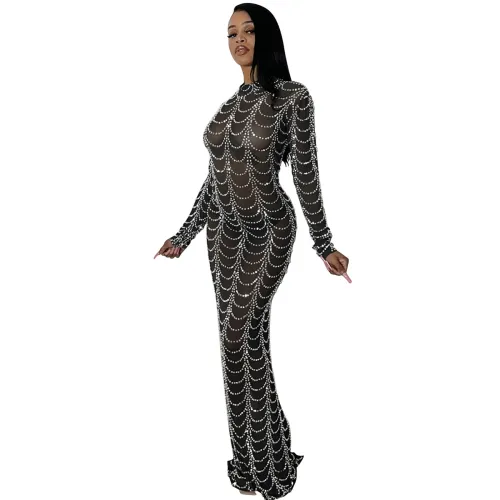 Halter Pearl Evening Dress Sequin Cocktail Dresses PQ5351