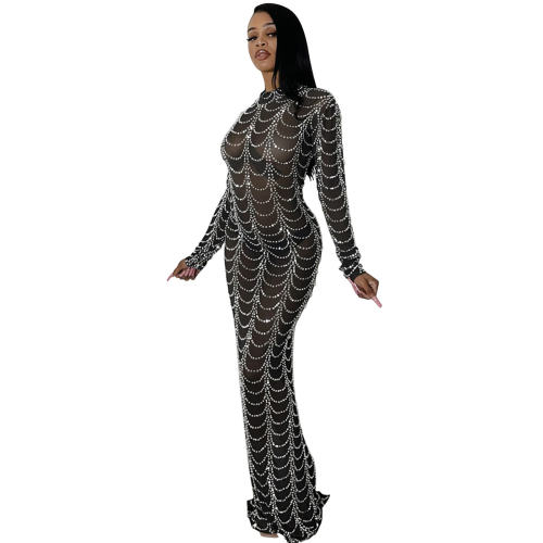 Halter Pearl Evening Dress Sequin Cocktail Dresses PQ5351