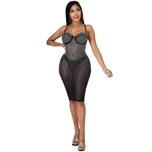 Wholesale Sequin Sexy Dresses Rhinestone Bodycon Dress PQ5313