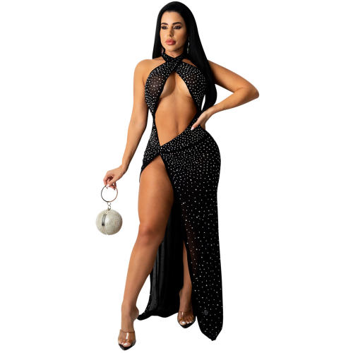 Wholesale Sequin Evening Dresses Hollow Rhinestone Cocktail Dress PQ5326