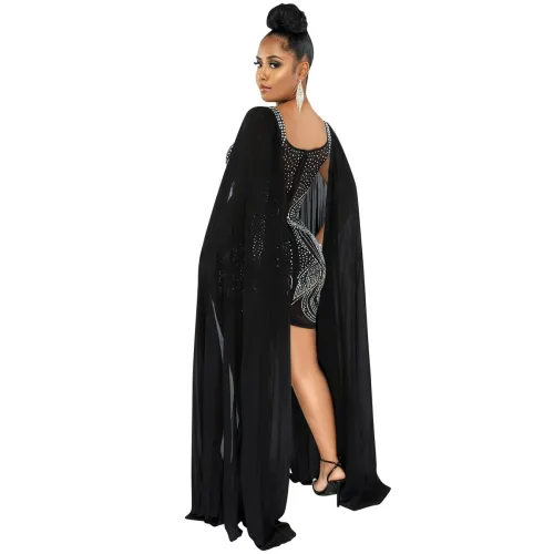 Rhinestone Cocktail Dress With Long Sleeve Sequin Evening Dresses PQ5332