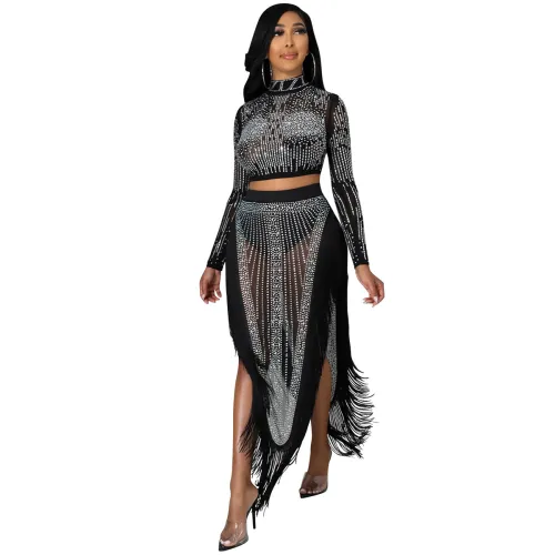 Wholesale Rhinestone Sexy Club Dress Sequin Two Pieces Dresses PQ5372