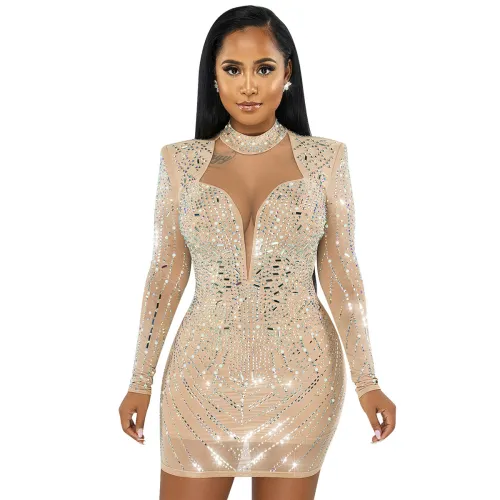 Wholesale Rhinestone Club Dress Sequin Sexy Mini Dresses PQ5385