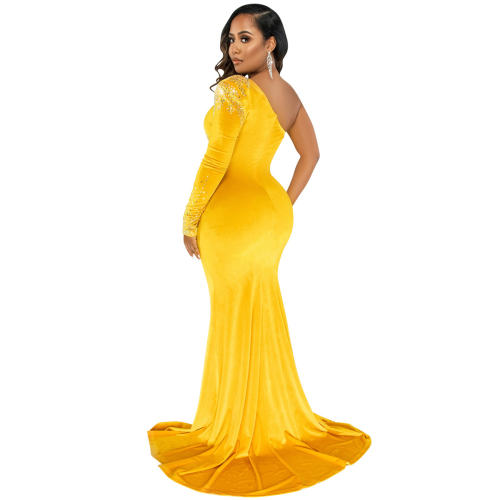 Rhinestone Cocktail Dresses One Shoulder Sequin Evening Dress PQ5593