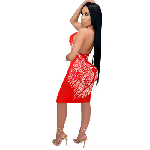 Sequin Sexy Mini Dresses Backless Rhinestone Club Dress PQ5708
