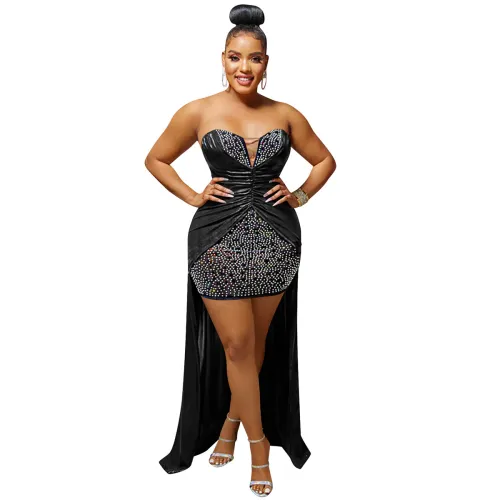 Off Shoulder Sexy Sequin Mini Dresses Rhinestone Night Club Dress PQ5917