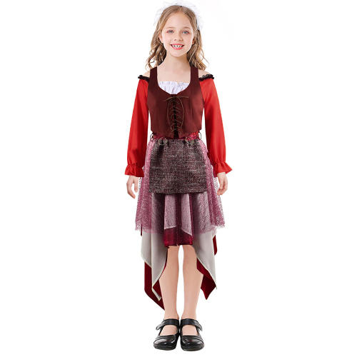 Kid Halloween Princess Costumes Wonderland Cloak Cosplay Fancy Dress PQ068B