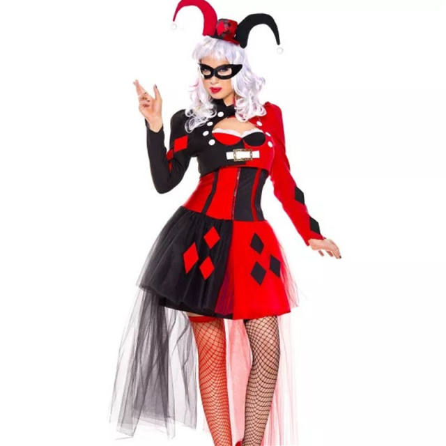 Circus Funny Clown Costume Anime Harley Quinn Stage Costume PQ91366B