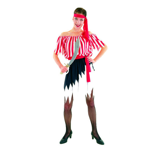 Striped Carnival Cosplay Pirate Costume Women Halloween Fancy Dress PQ42426G