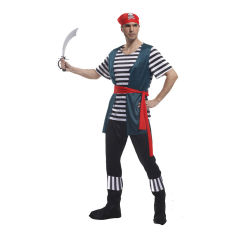 Men Japanese Halloween Buccaneer Cosplay Uniform Carnival Pirate Costume PQ42426P