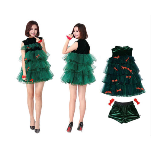Christmas Tree Uniform Women Xmas Costume Sexy Clubwear Bubble Fancy Dresses PQ6059