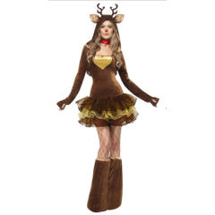 Christmas Moose Costume Women Elk Uniform Sexy Clubwear Xmas Reindeer Fancy Dresses PQ1039 [OUT OF STOCK]