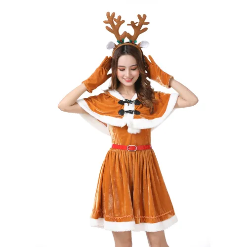 Christmas Reindeer Fancy Dresses Women Elk Uniform Sexy Xmas Costume PQ243