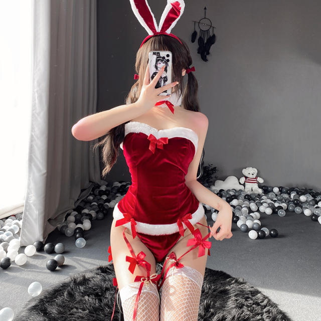 Christmas Rabbit Dress Clubwear Fantasy Bunny Uniform Xmas Costume PQ349