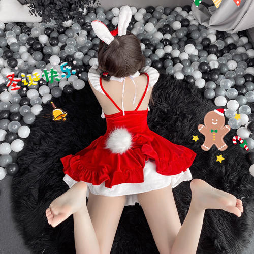 Red Christmas Dress Clubwear Fantasy Bunny Uniform Xmas Costume PQ345A