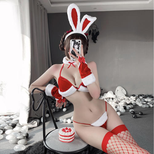 Christmas Bunny Fancy Dress Xmas Costume Rabbit Lingerie Fantasy Uniform PQ347