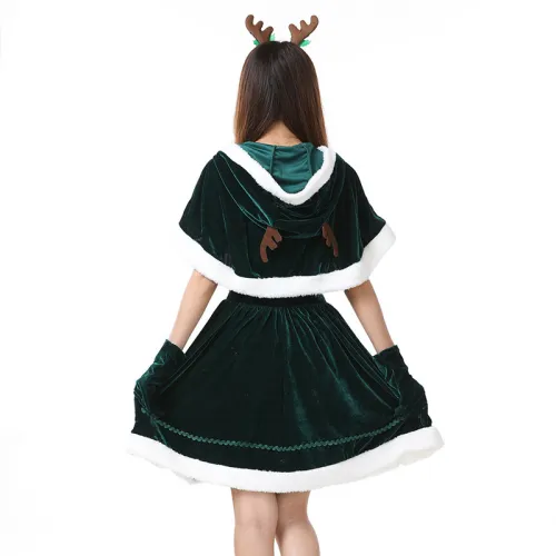 Woman Elk Costume Christmas Reindeer Fancy Dress Uniform Sexy Xmas PQ242