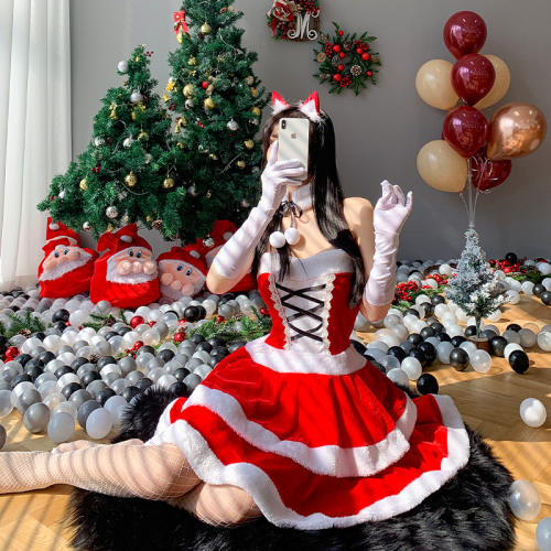 Xmas Rabbit Costume Christmas Bunny Girl Uniform Santa Fancy Dress PQ309