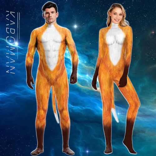 Adult Fox Cosplay Costume Unisex Lowrie Carnival Jumpsuit PQB1005