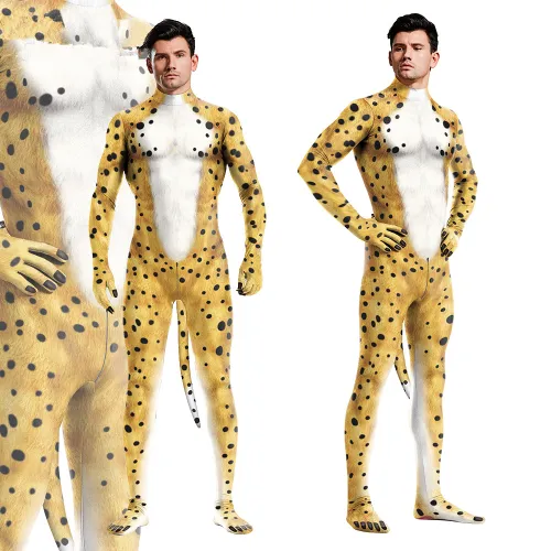 Adult Panther Cosplay Costume Leopard Animal Carnival Jumpsuit PQB1037