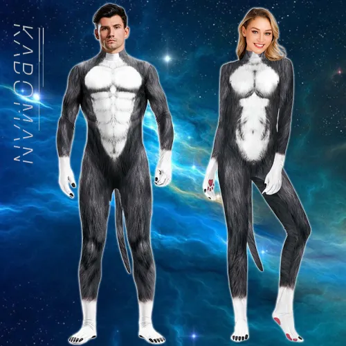 Adult Wolf Cosplay Costume Unisex Sirius Carnival Jumpsuit PQB1003